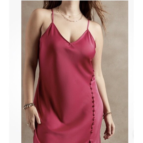 BANANA REPUBLIC Midi Slip Dress, Pink, Size 6 - Picture 3 of 9